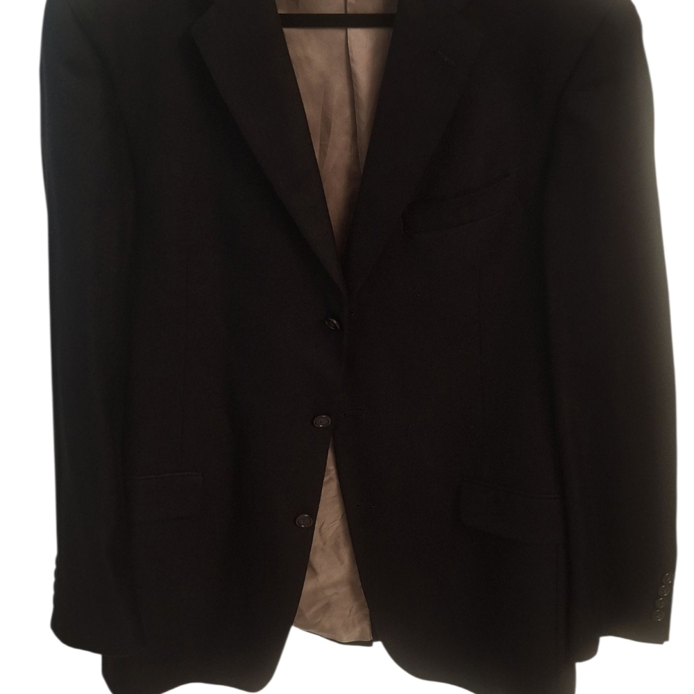 Hart Schaffer Marx/Dillard's Mens 100% Cashmere Black Blazer Gold Trumpeter 42L